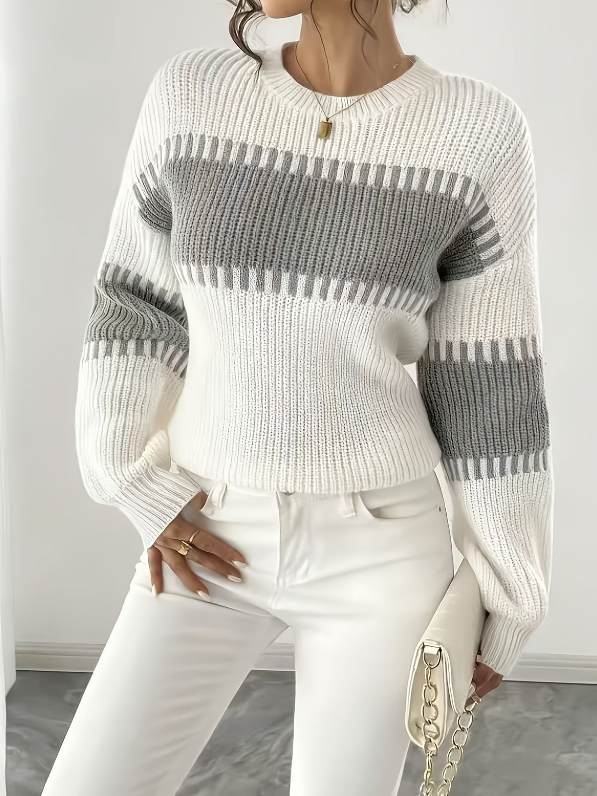 Margaux | Pull rayé à épaules tombantes — Amielle Paris