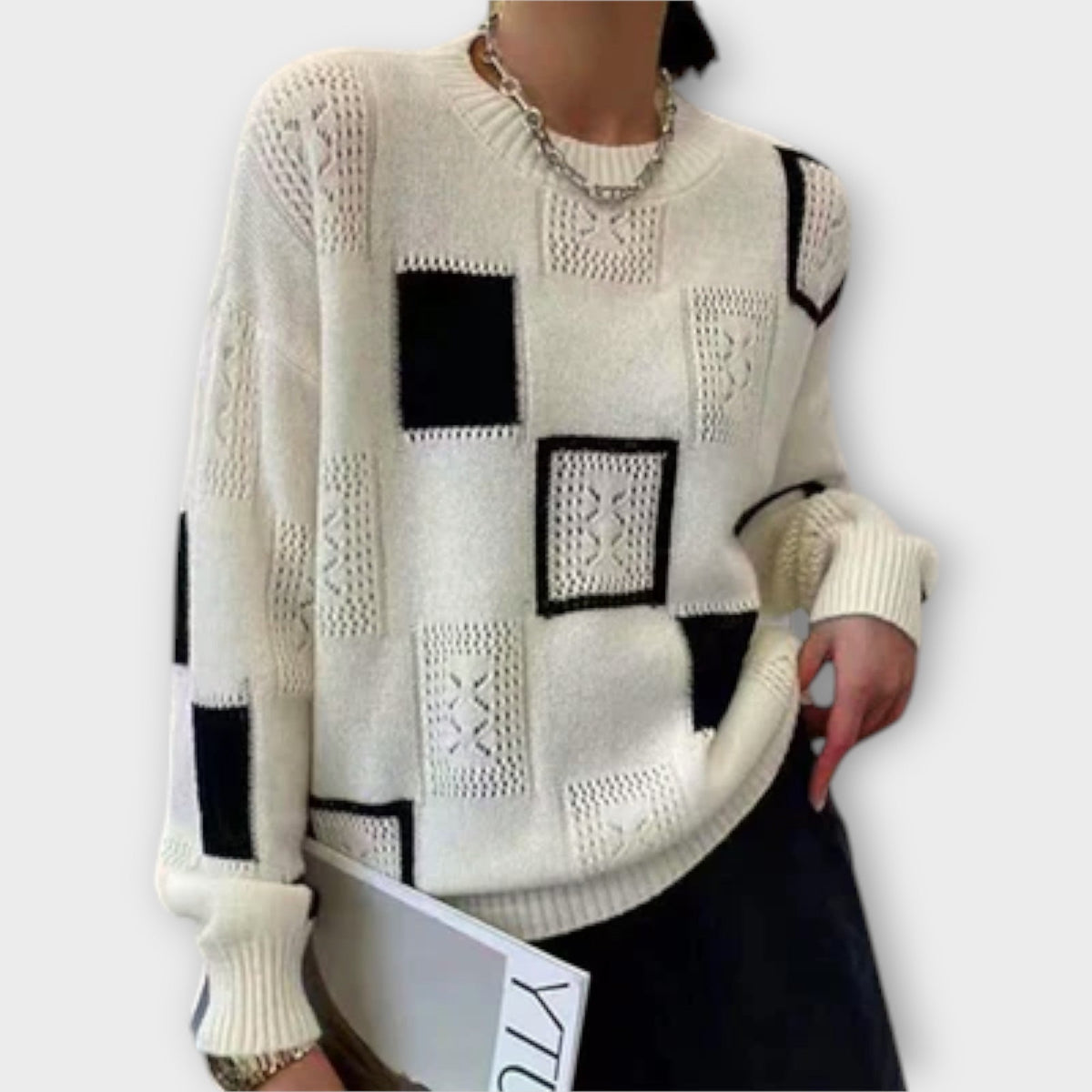 Isalina | Pull crème à motif graphique