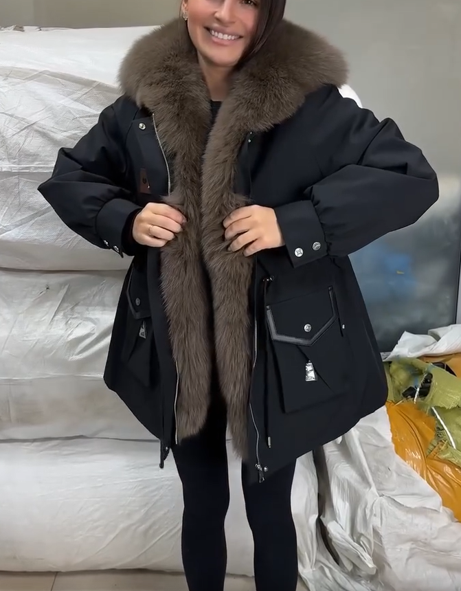 Mirella — Veste matelassée à col duveteux — Amielle Paris