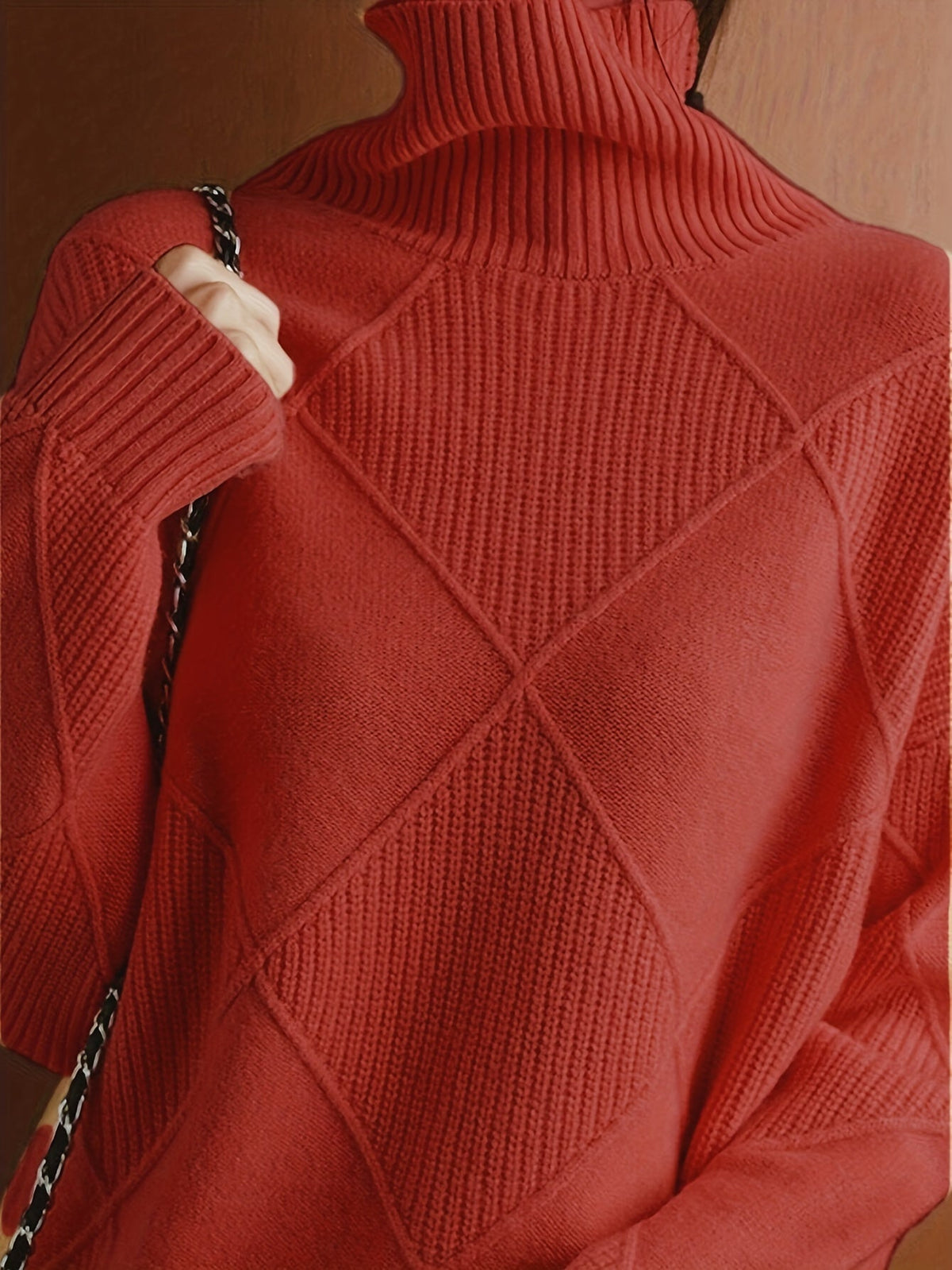 Pull à col roulé et maille à losanges — Amielle Paris