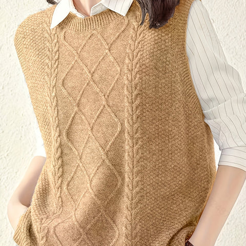 Pull sans manches en maille torsadée