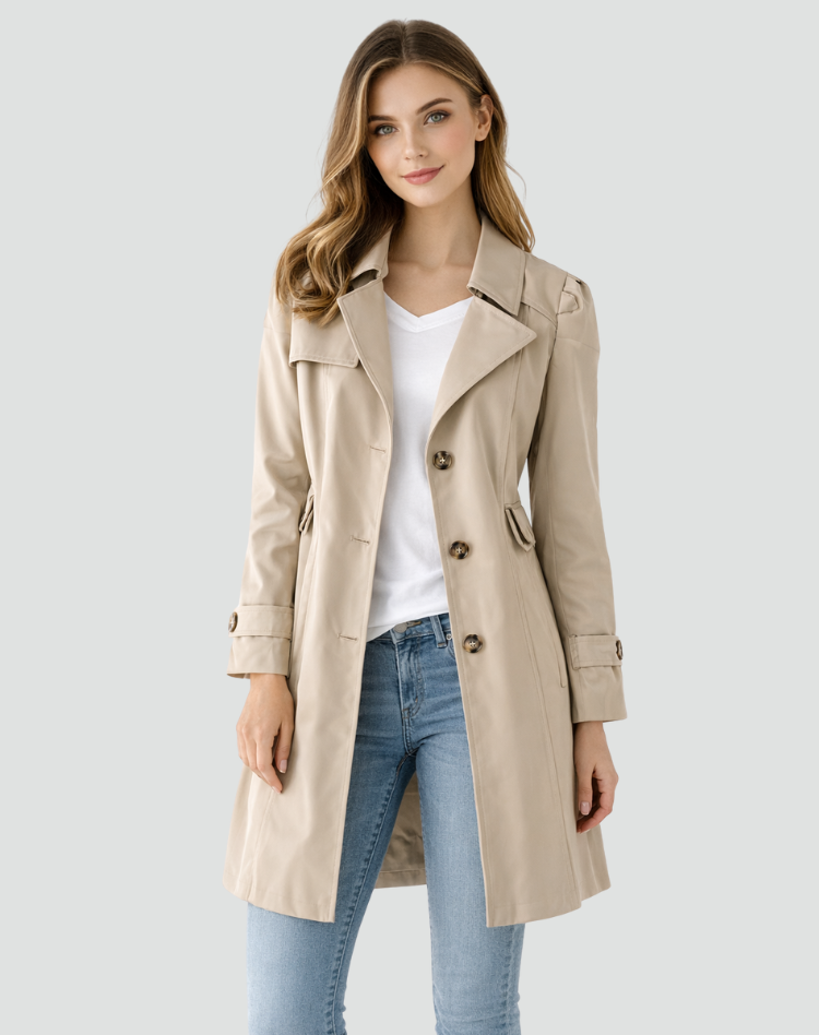Trench court cintré à boutonnage croisé — Amielle Paris