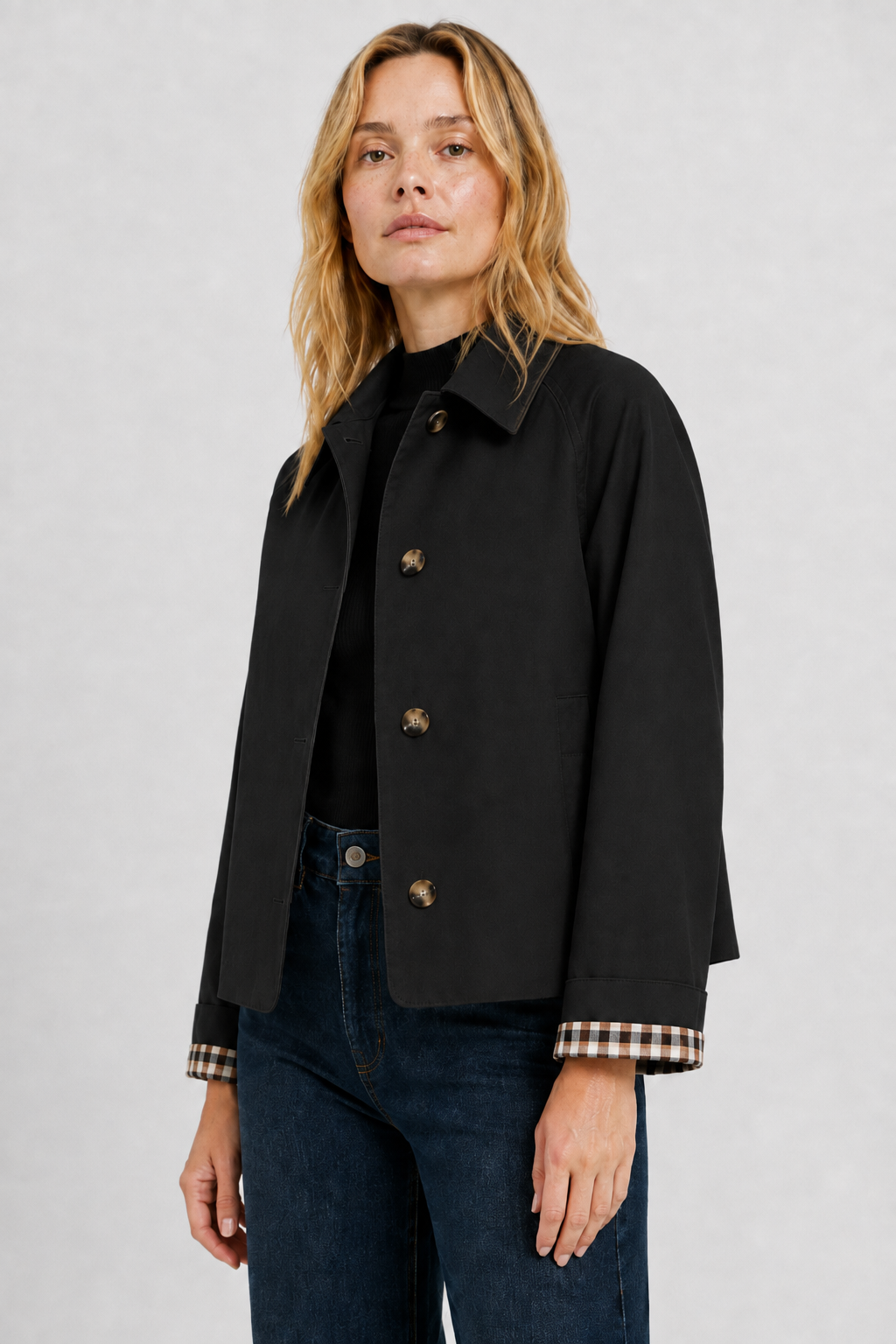 Veste légère à revers vichy — Amielle Paris