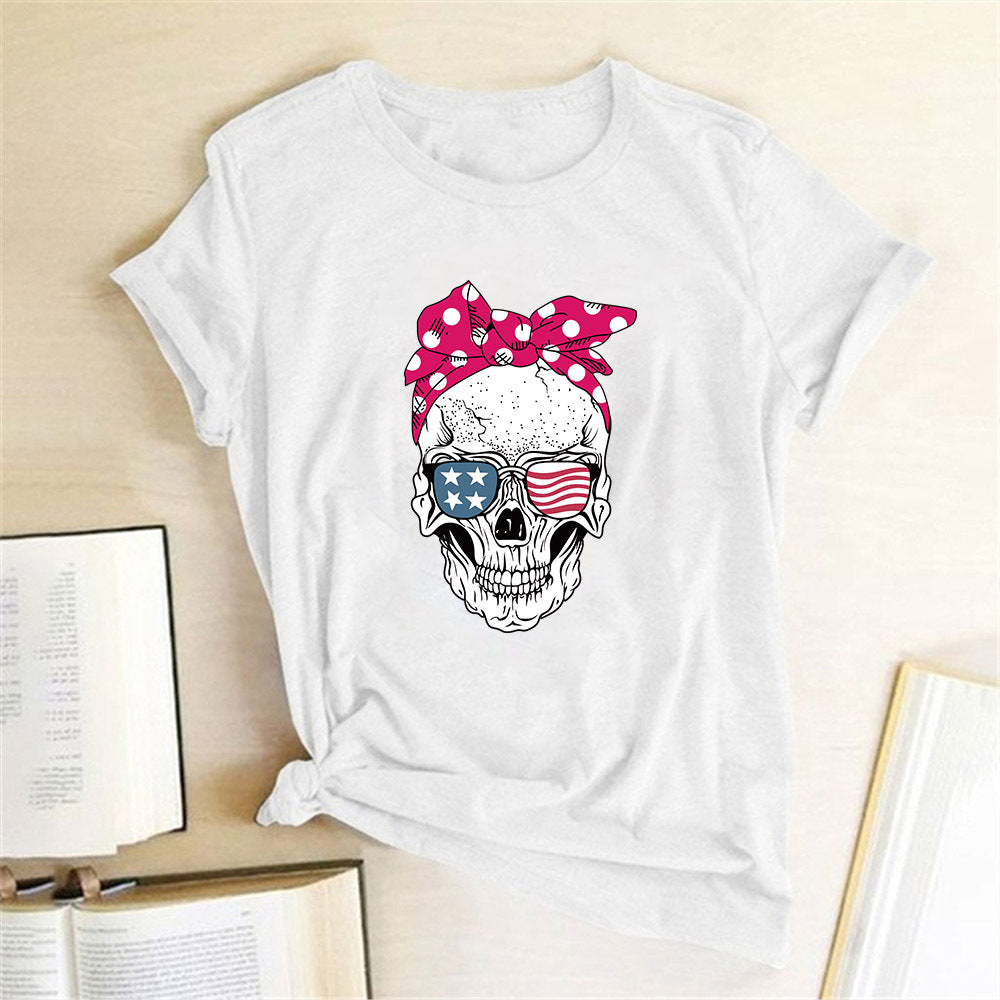 Miss Spooky — T-shirt tête de mort fleuri — vue 8