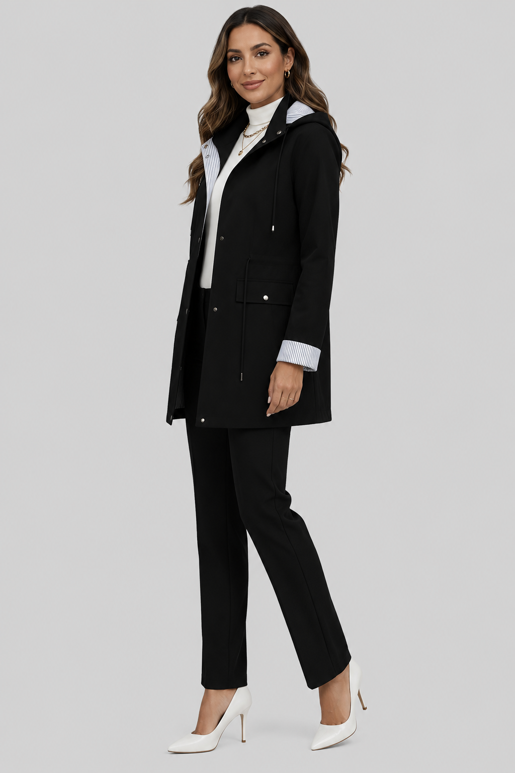 Elina — Parka mi-longue à taille ajustable — Amielle Paris