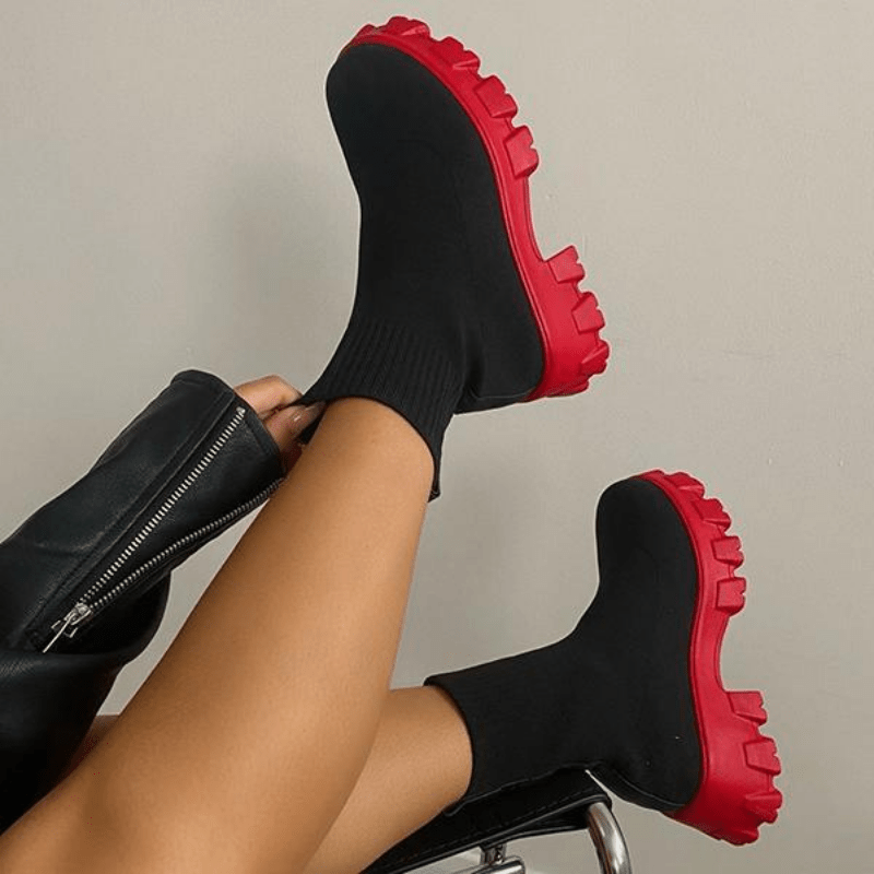 Bottines en maille à semelle épaisse