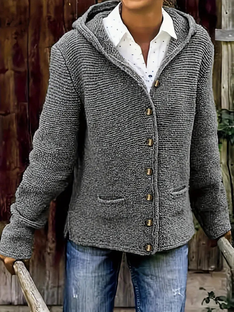 Quinn — Cardigan boutonné en maille texturée — Amielle Paris