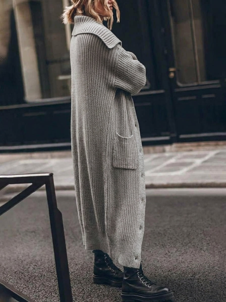 Ruby — Cardigan long côtelé à col châle — Amielle Paris