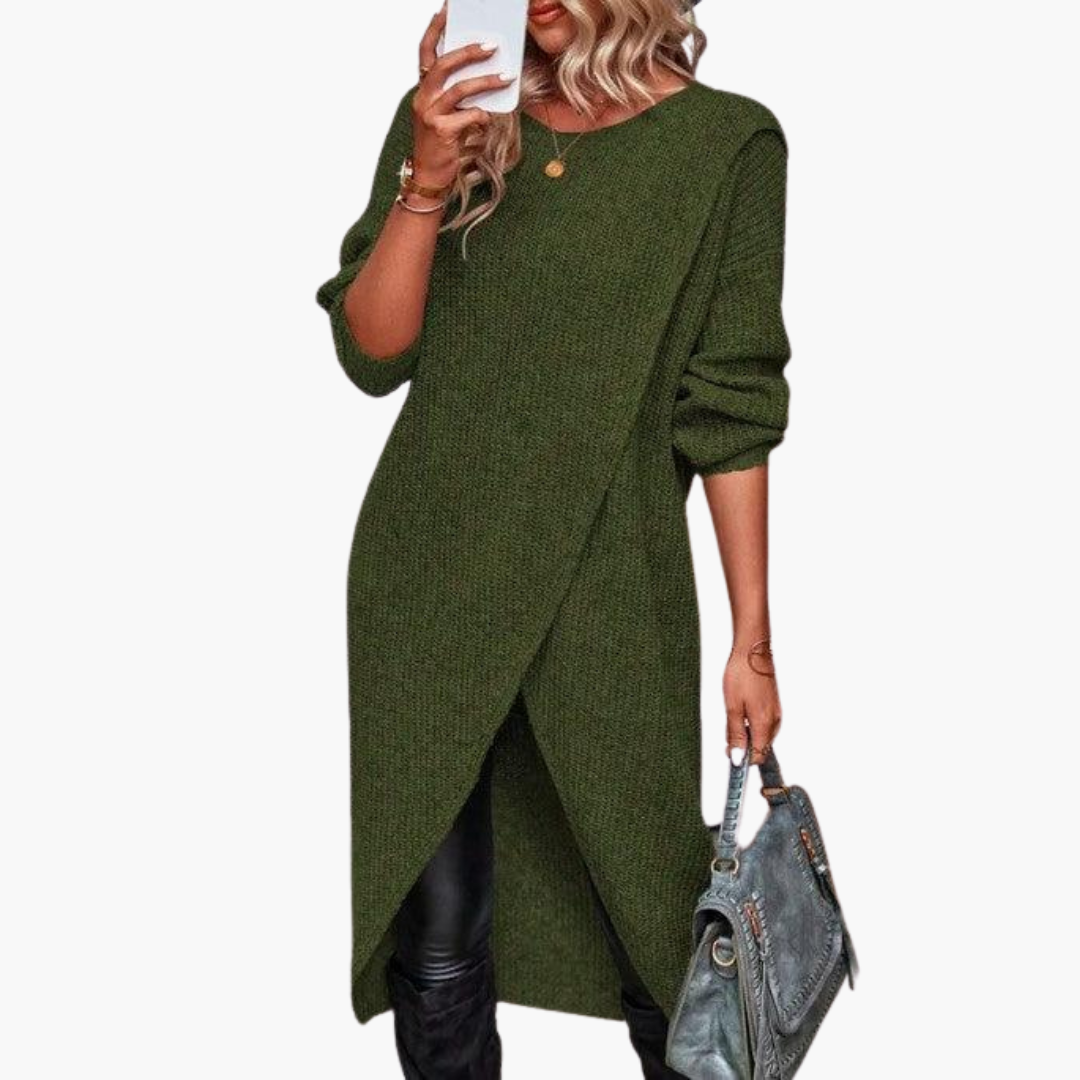 Robe pull tunique à devant croisé — Amielle Paris