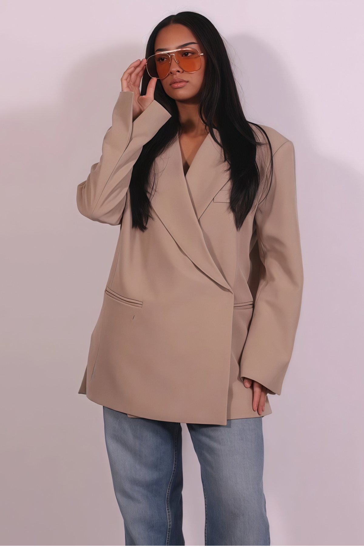 Kelsey — Blazer long croisé à coupe ample — Amielle Paris