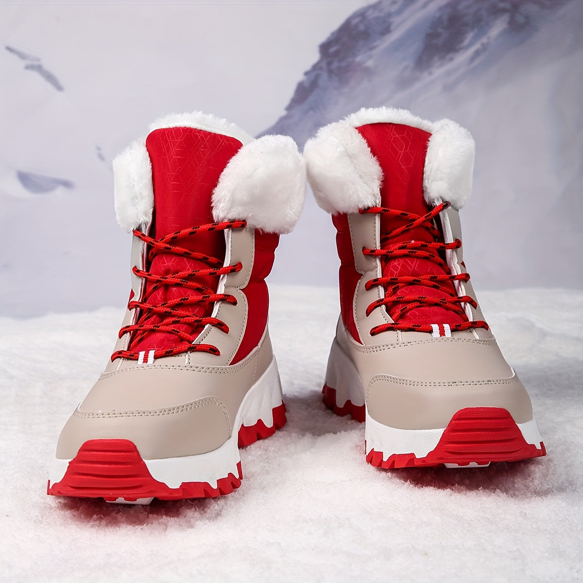 Bottines d'hiver à lacets et col en fausse fourrure — Amielle Paris