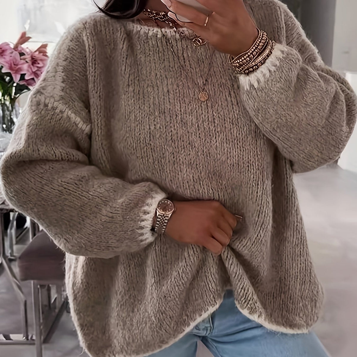 Colette | Pull en grosse maille à col bateau — Amielle Paris