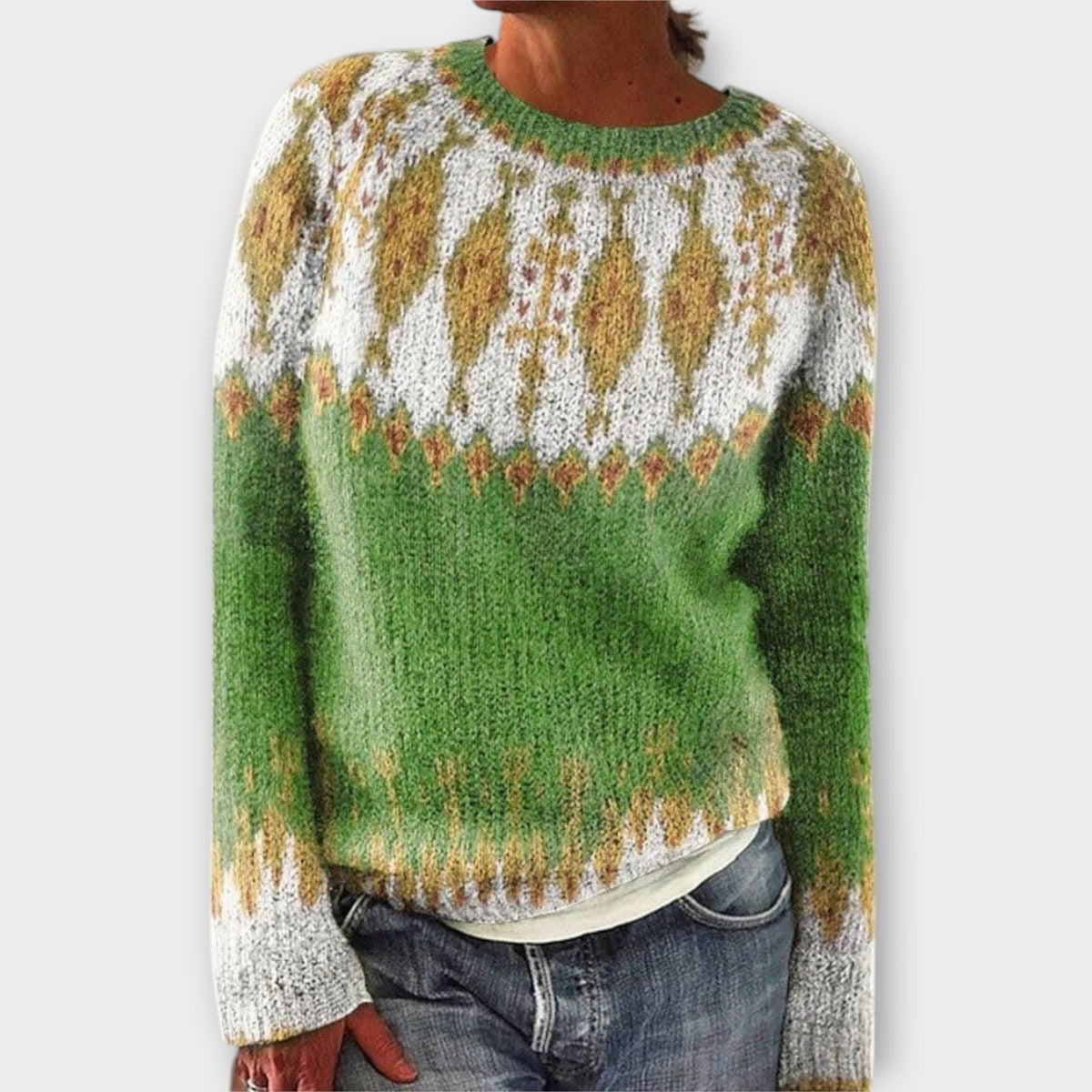 Devyn | Pull bleu pétrole à motif norvégien
