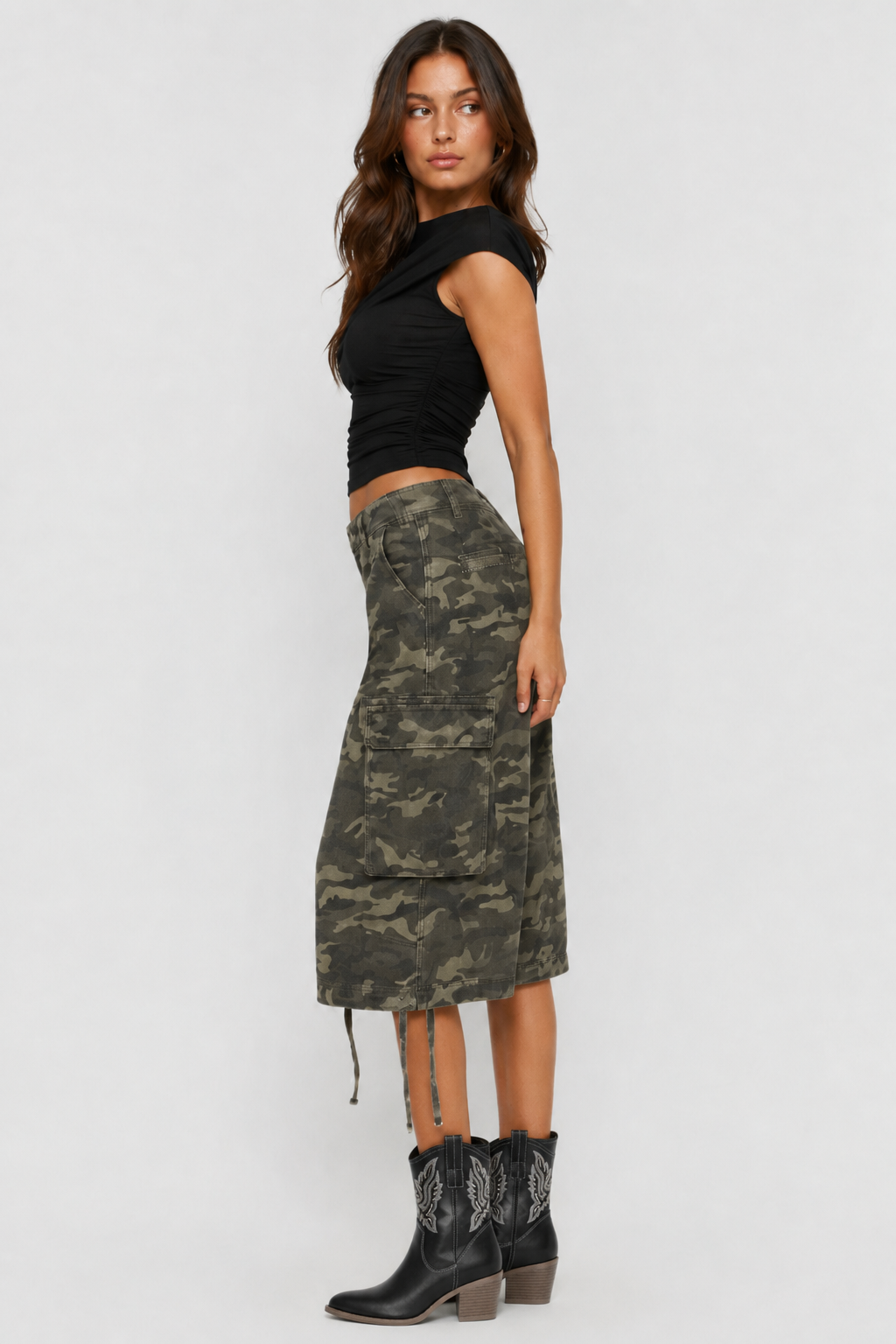Pantalon cargo court taille haute — Enza — Amielle Paris