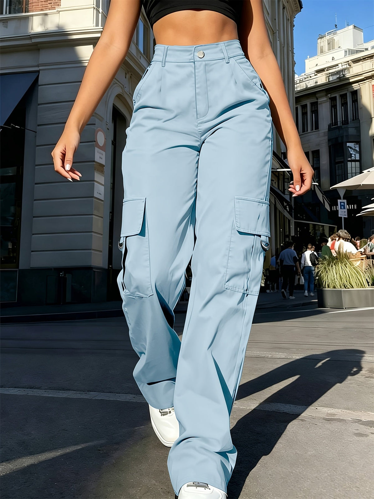 Sabine | Pantalon cargo large à taille haute — Amielle Paris