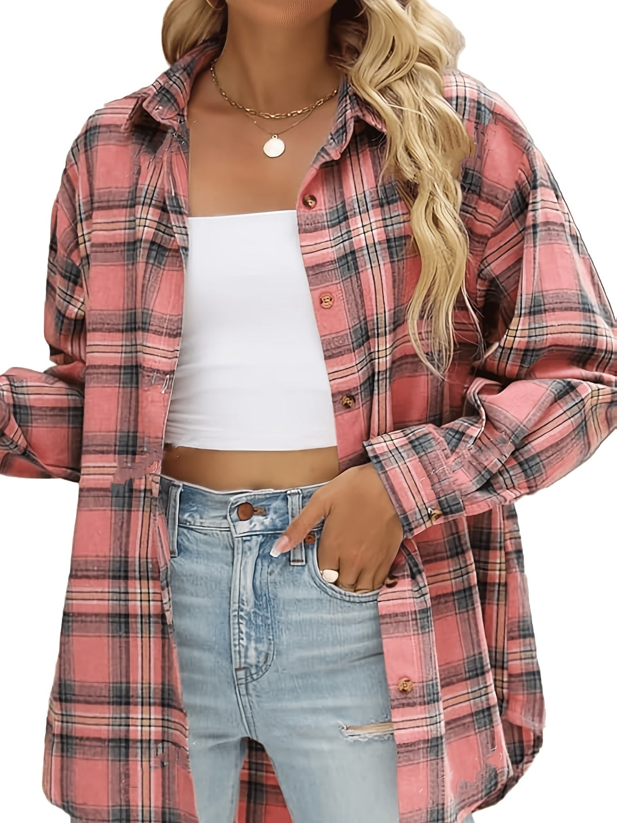 Chemise en flanelle à carreaux et devant noué — Amielle Paris