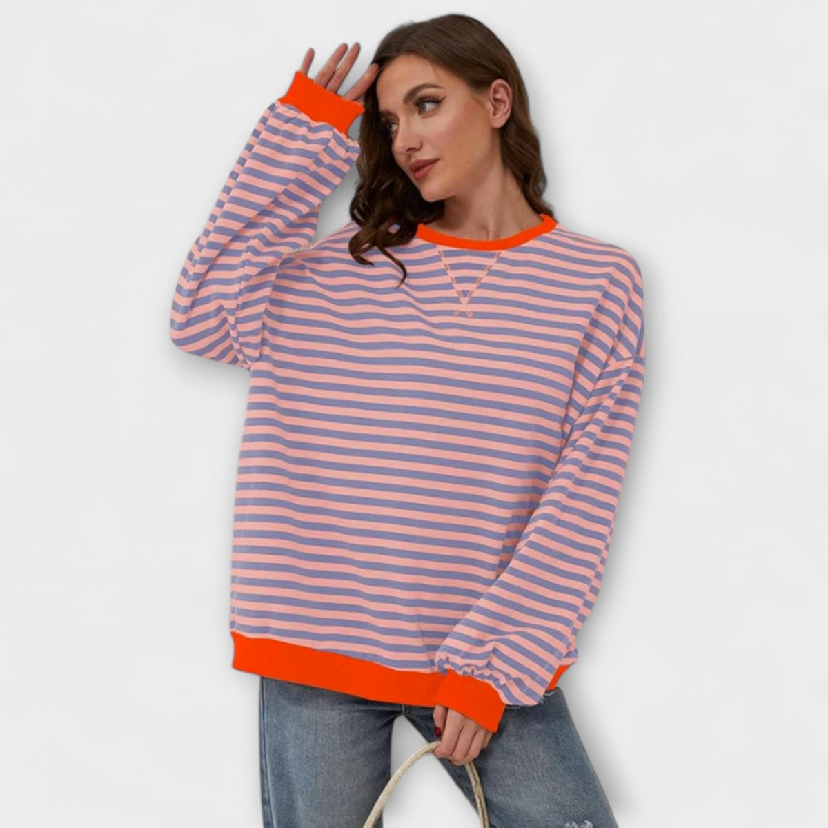 Marlene | Pull oversize rayé bleu et blanc
