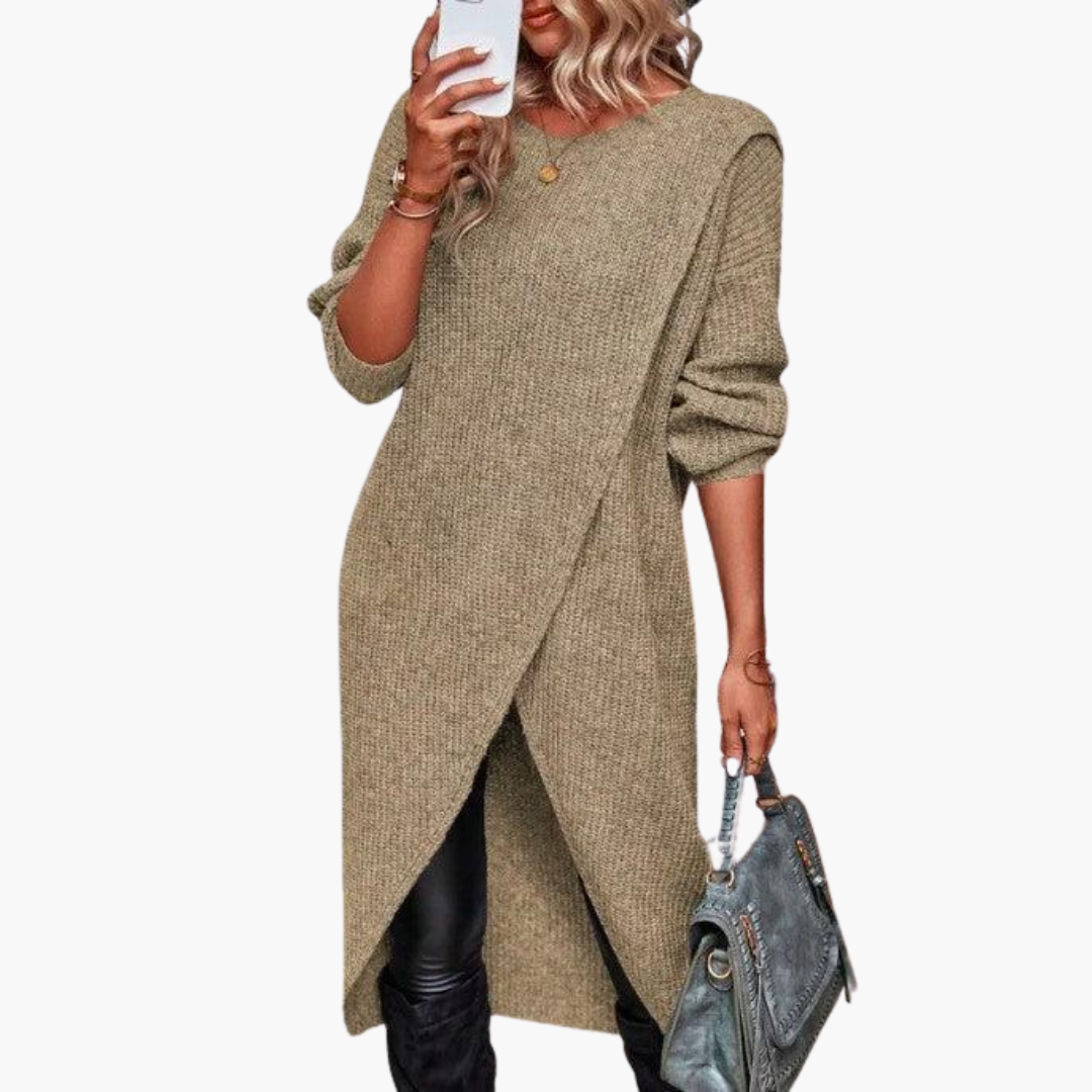 Robe pull tunique à devant croisé — Amielle Paris