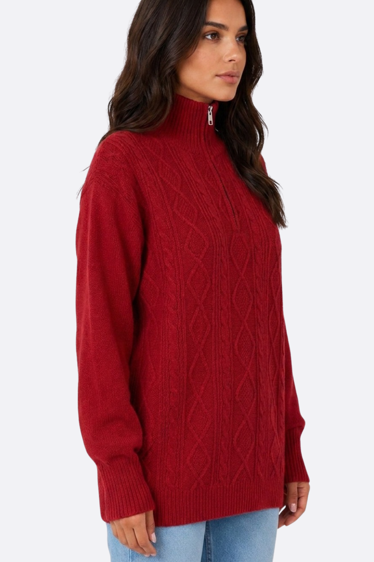 Pull torsadé à col zippé — Nina — Amielle Paris