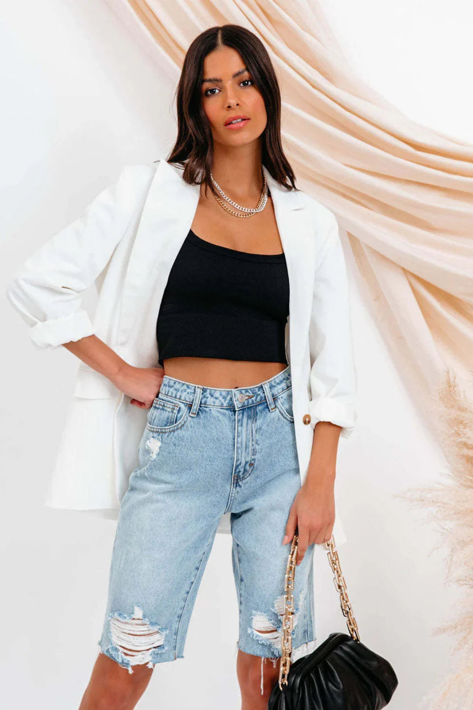 Bermuda en jean déchiré — Mélina — Amielle Paris
