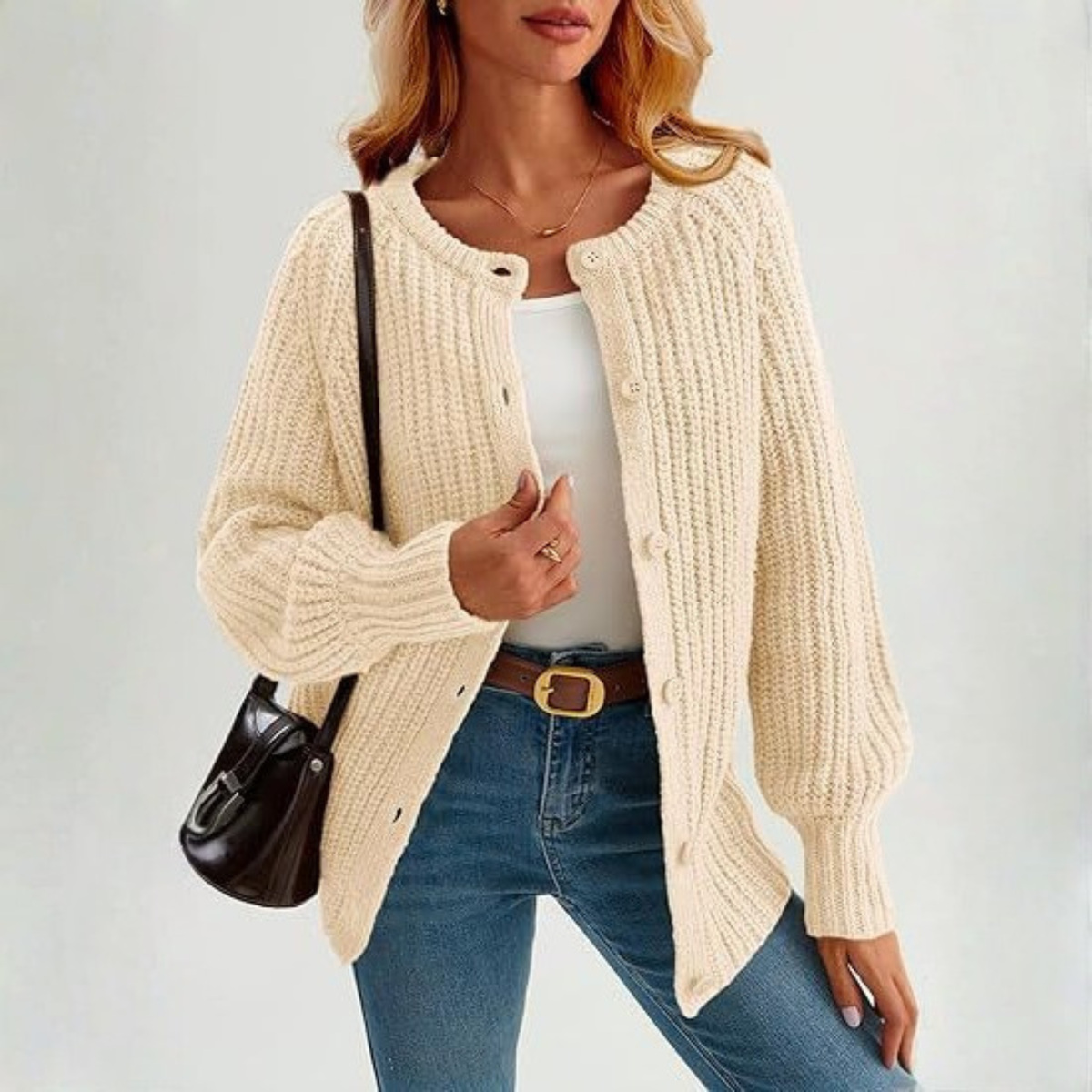 Gilet côtelé boutonné à col rond — Amielle Paris