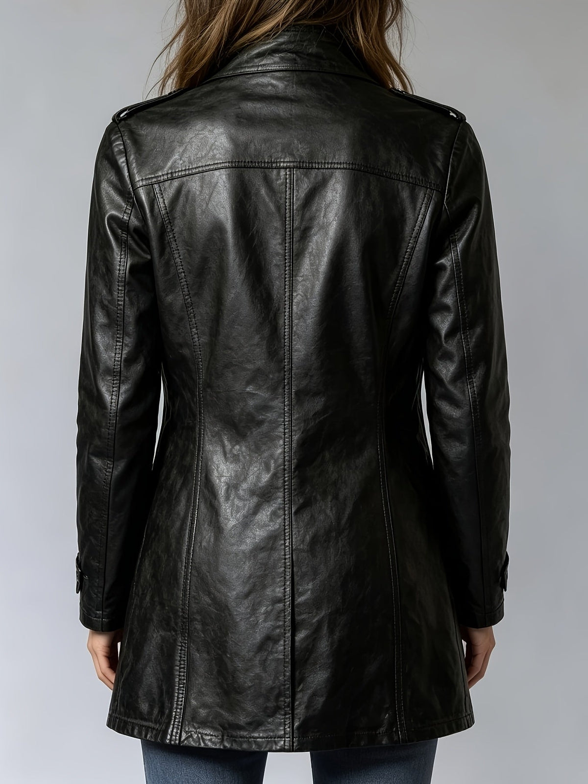 Veste ajustée aspect cuir à col montant — Amielle Paris