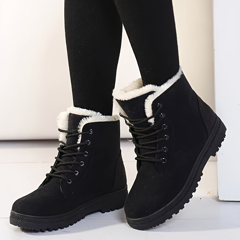 Bottines d'hiver à lacets et revers polaire — Amielle Paris