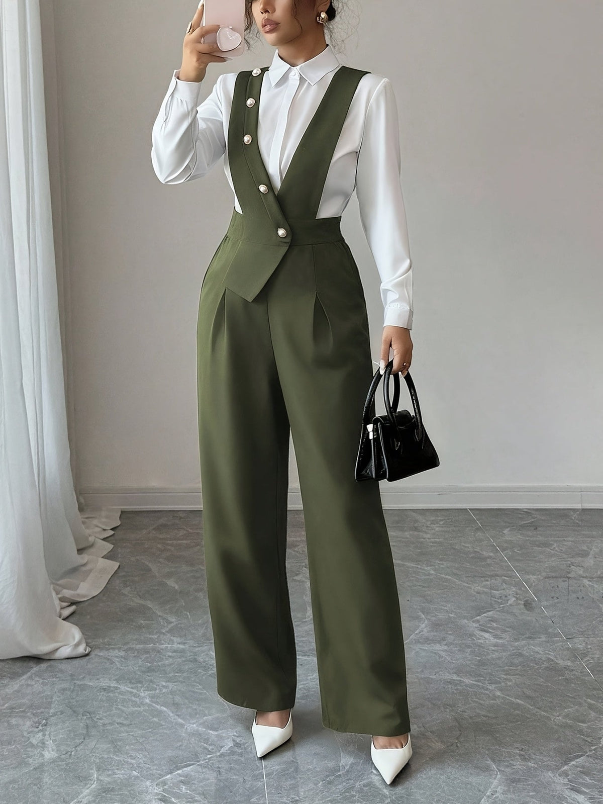 Combinaison à buste tailleur et pantalon large — Amielle Paris