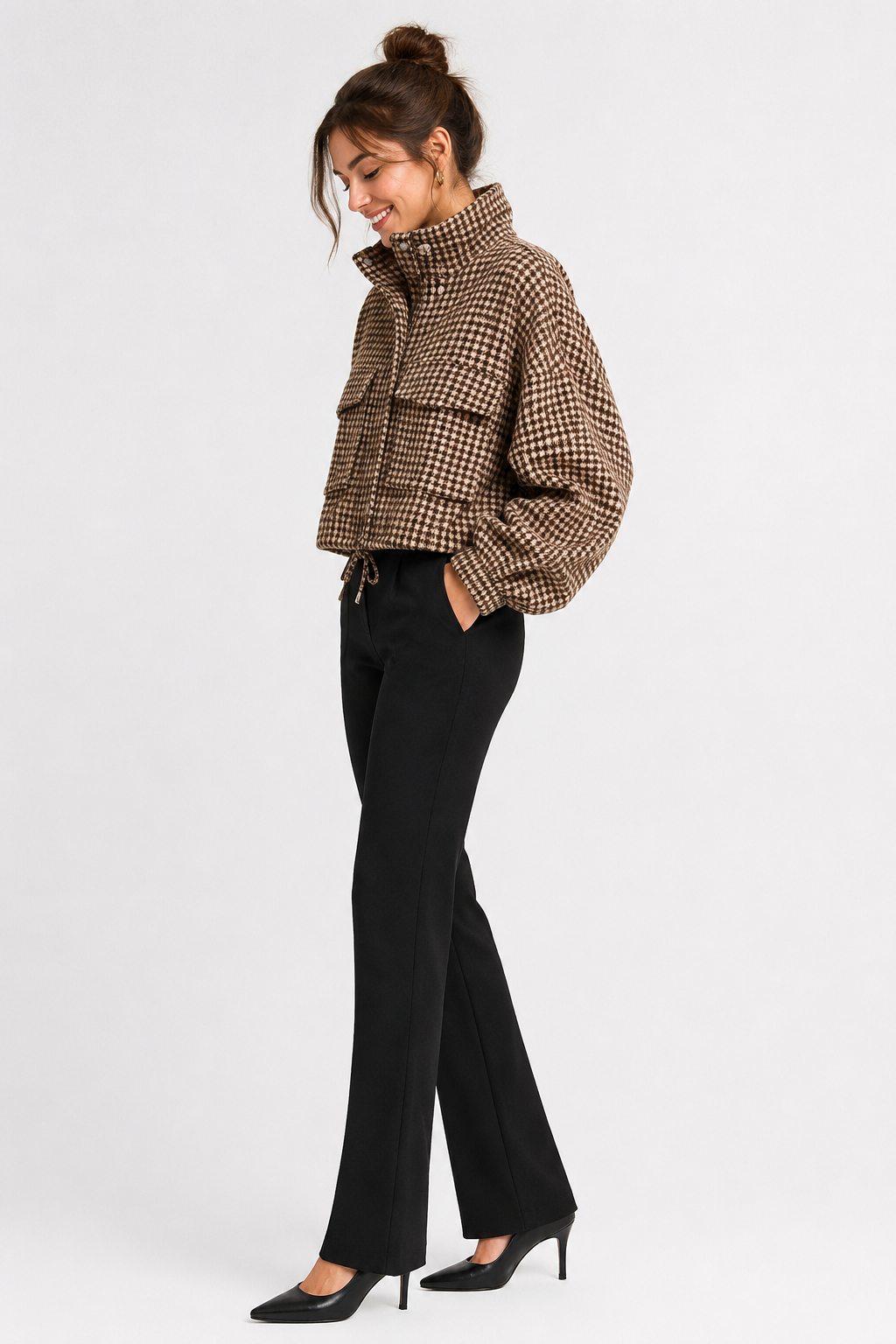 Sylista — Veste courte à motif pied-de-poule — Amielle Paris
