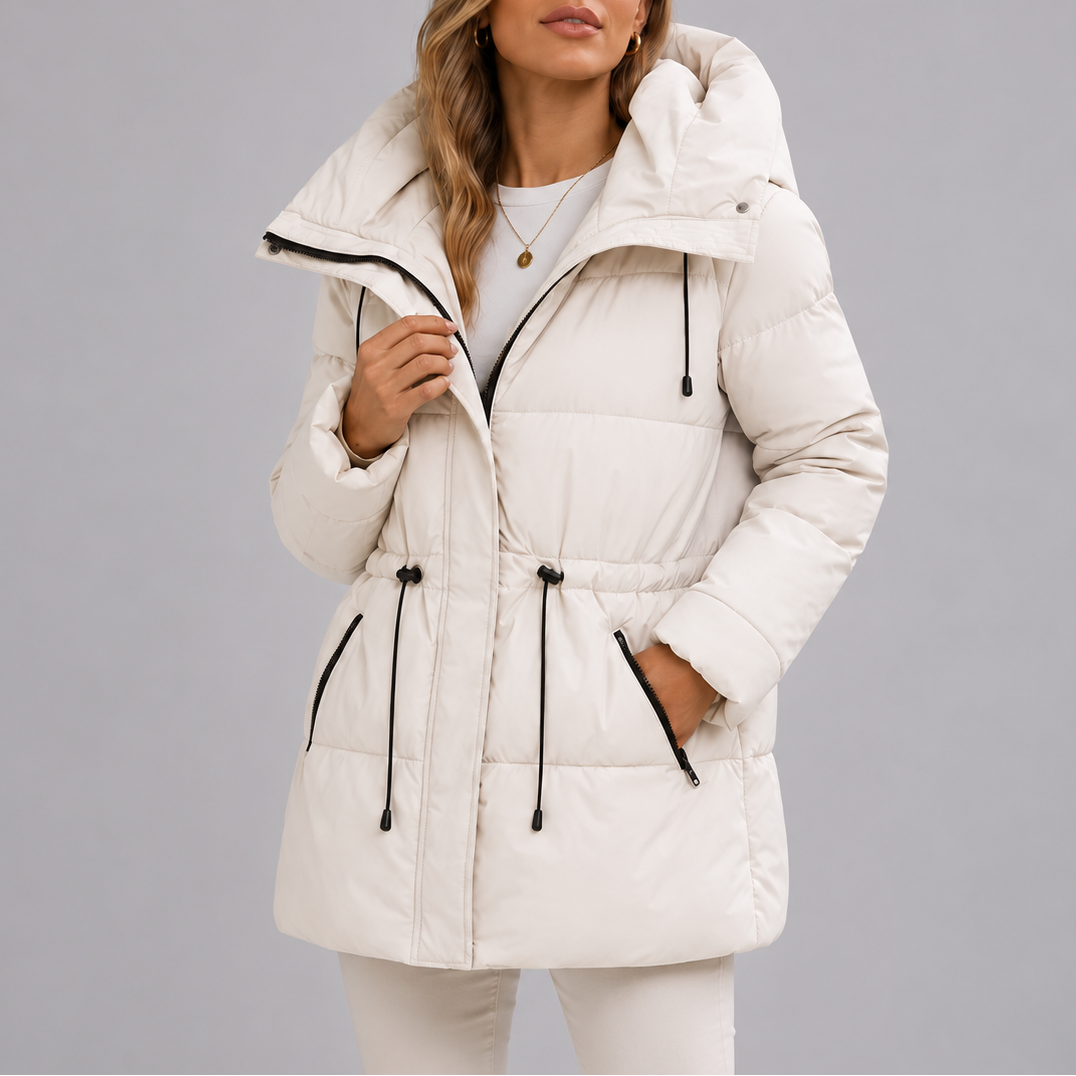 Doudoune longue à taille réglable et capuche — Amielle Paris