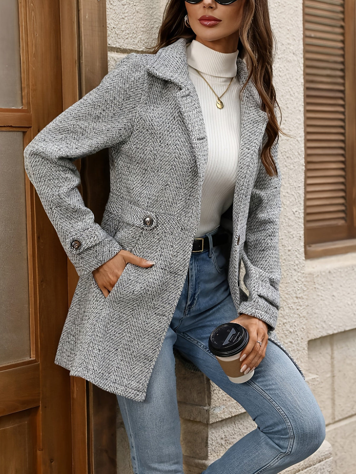 Trench à chevrons avec ceinture — Amielle Paris