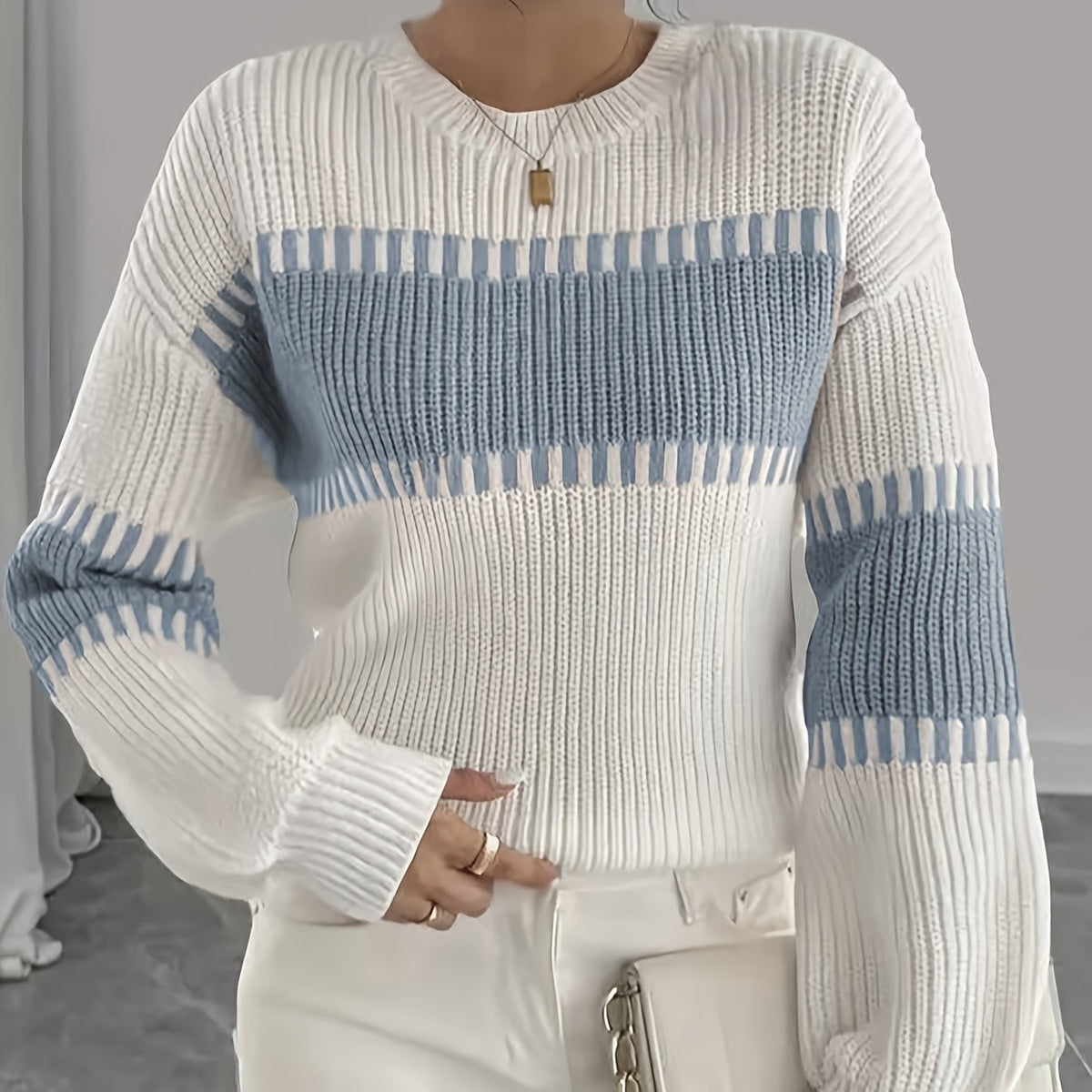 Margaux | Pull rayé à épaules tombantes — Amielle Paris