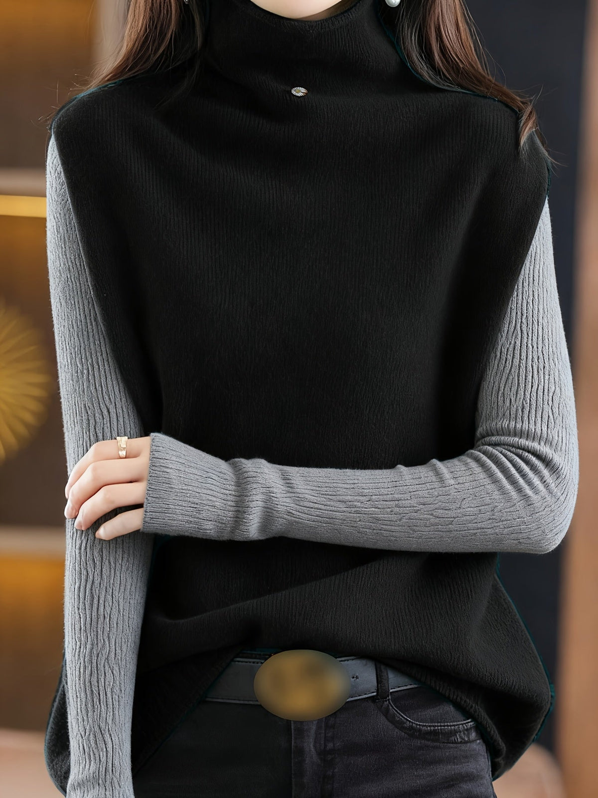 Gilet sans manches drapé à col montant — Amielle Paris