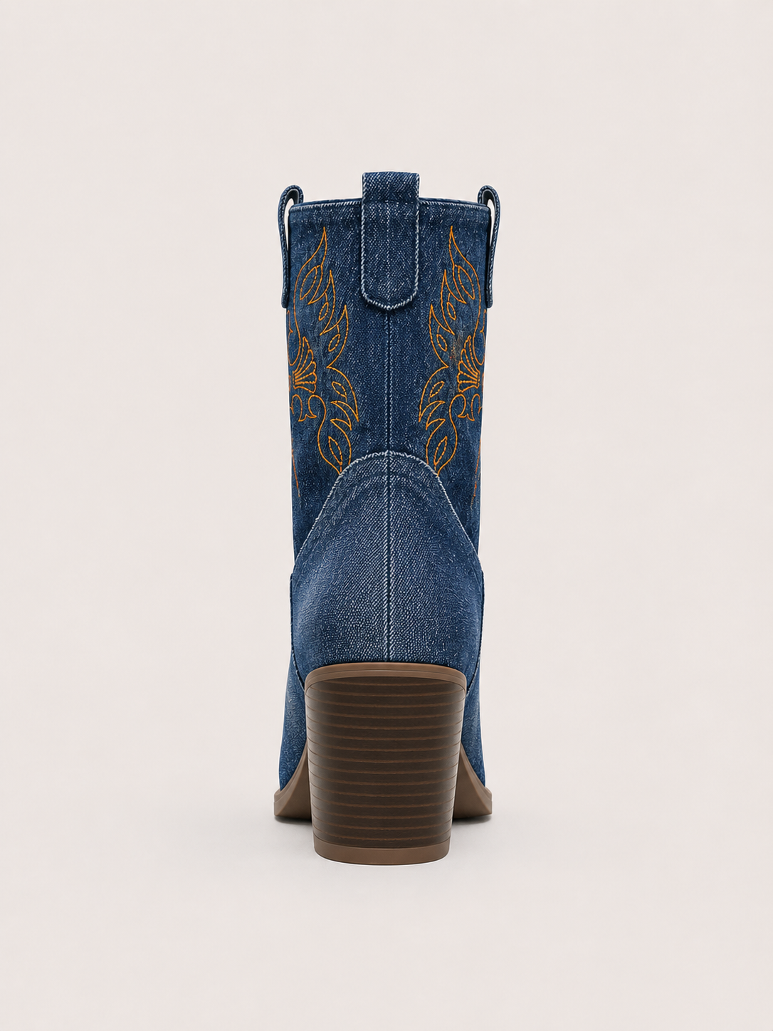 Bottines western en denim brodé Avessa — Amielle Paris