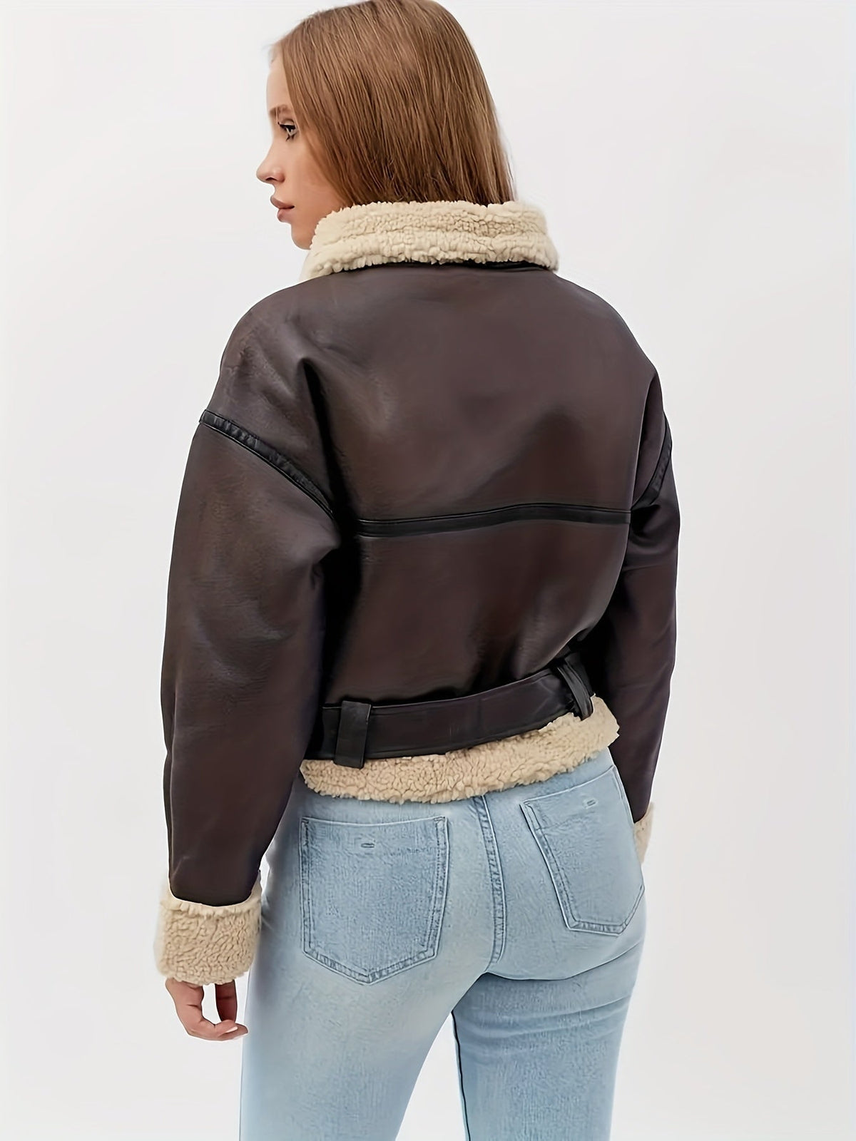Veste courte à doublure effet peau lainée — Amielle Paris