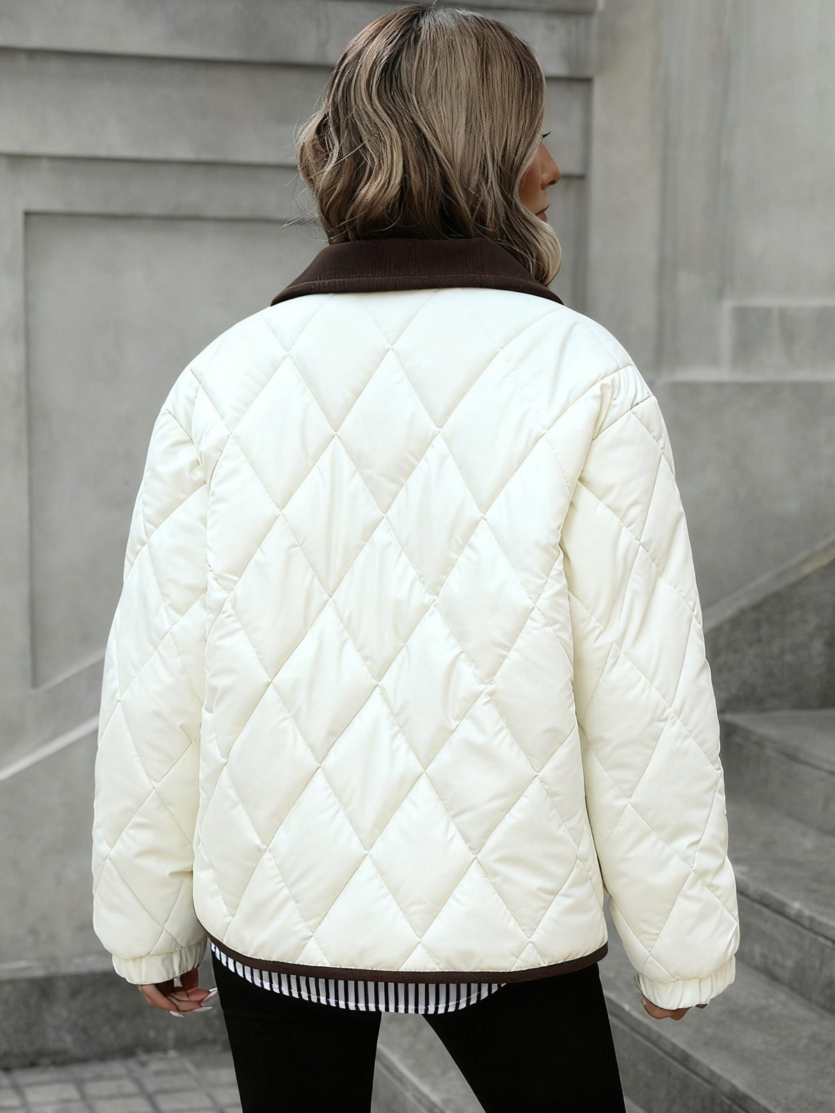 Odette | Veste matelassée à col en velours côtelé — Amielle Paris