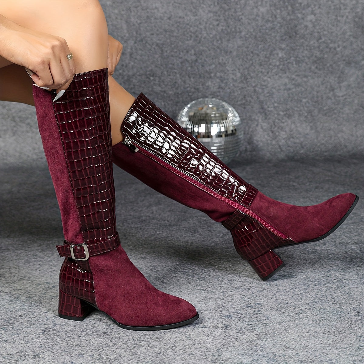 Camille | Bottes hautes effet croco