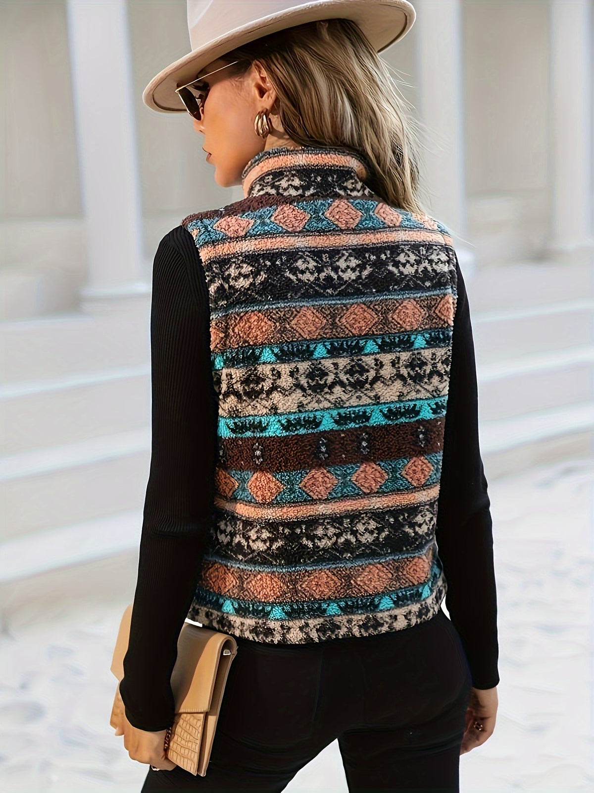 Solène | Gilet sans manches zippé à motifs — Amielle Paris