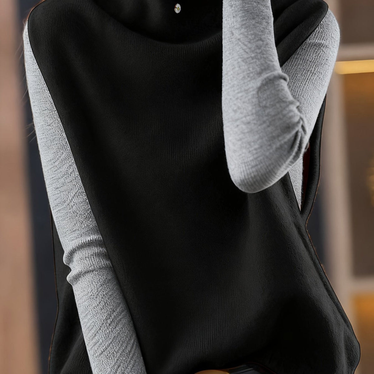 Gilet sans manches drapé à col montant — Amielle Paris