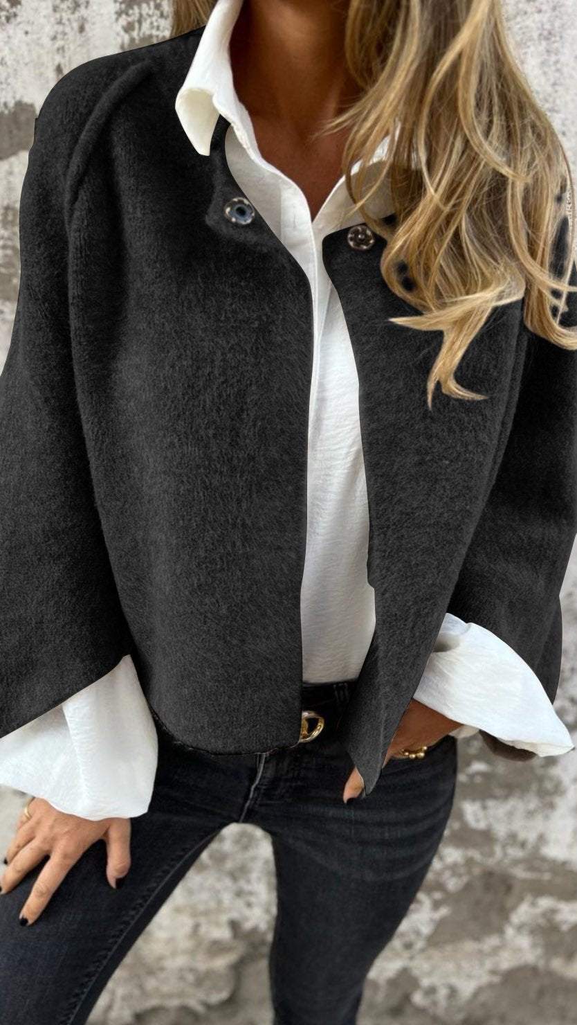 Veste effet mouton à col montant et boutons — Amielle Paris