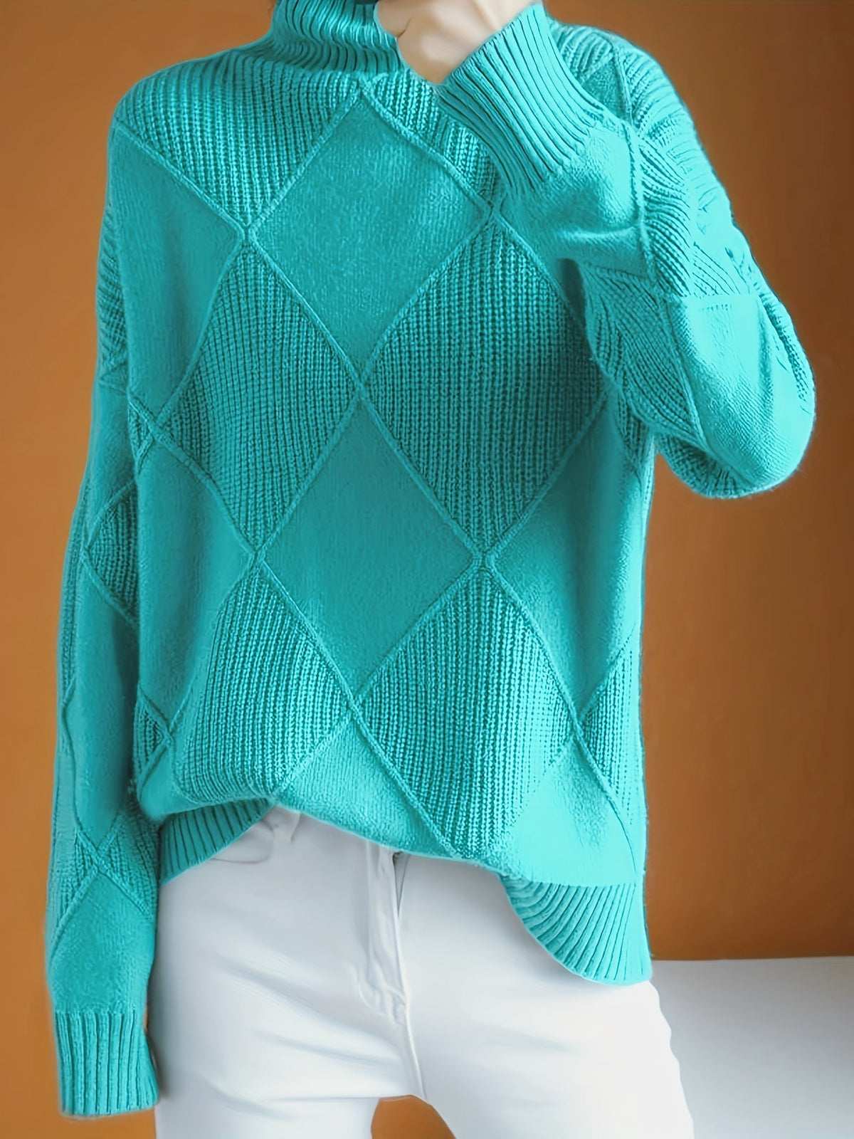 Pull à col roulé et maille à losanges — Amielle Paris