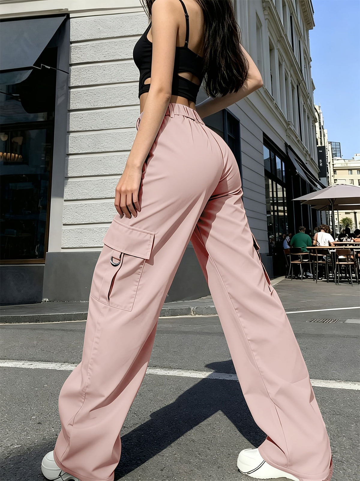 Sabine | Pantalon cargo large à taille haute — Amielle Paris