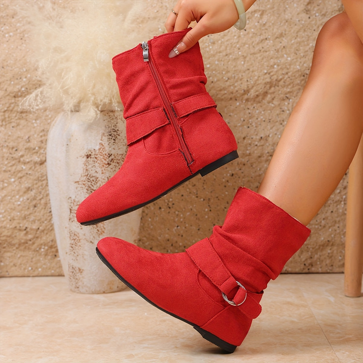 Helena | Bottines plissées à boucle — Amielle Paris