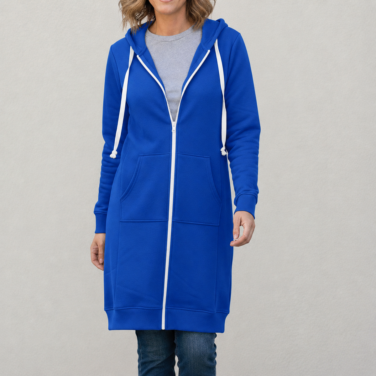 Maya — Sweat long zippé à capuche — Amielle Paris
