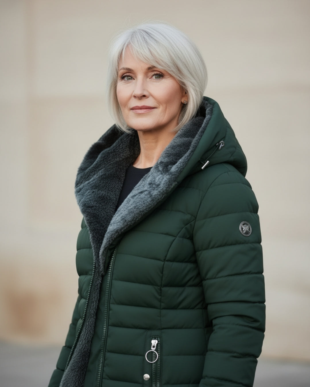 Giselle — Doudoune longue à capuche doublée polaire — Amielle Paris