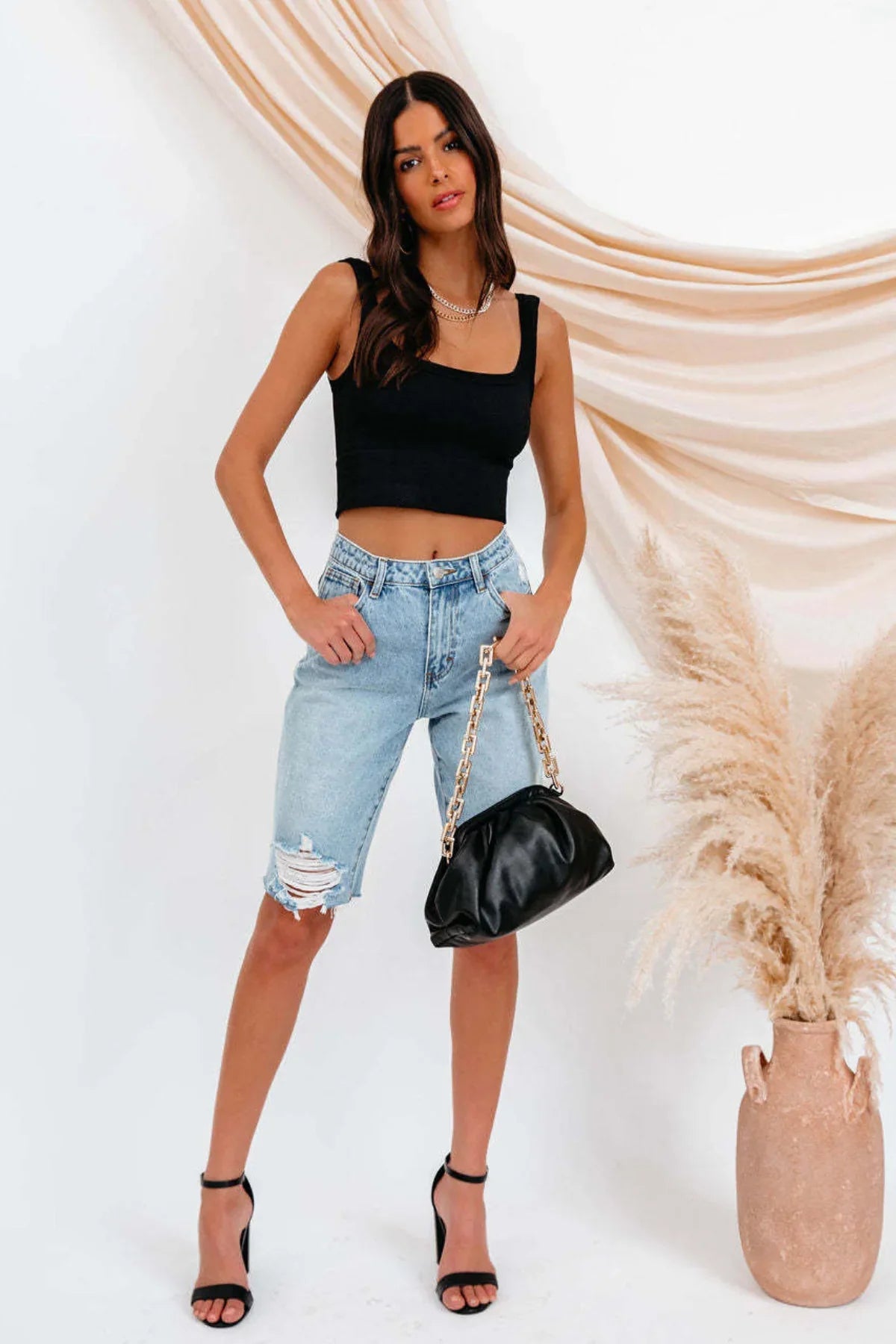 Bermuda en jean déchiré — Mélina — Amielle Paris