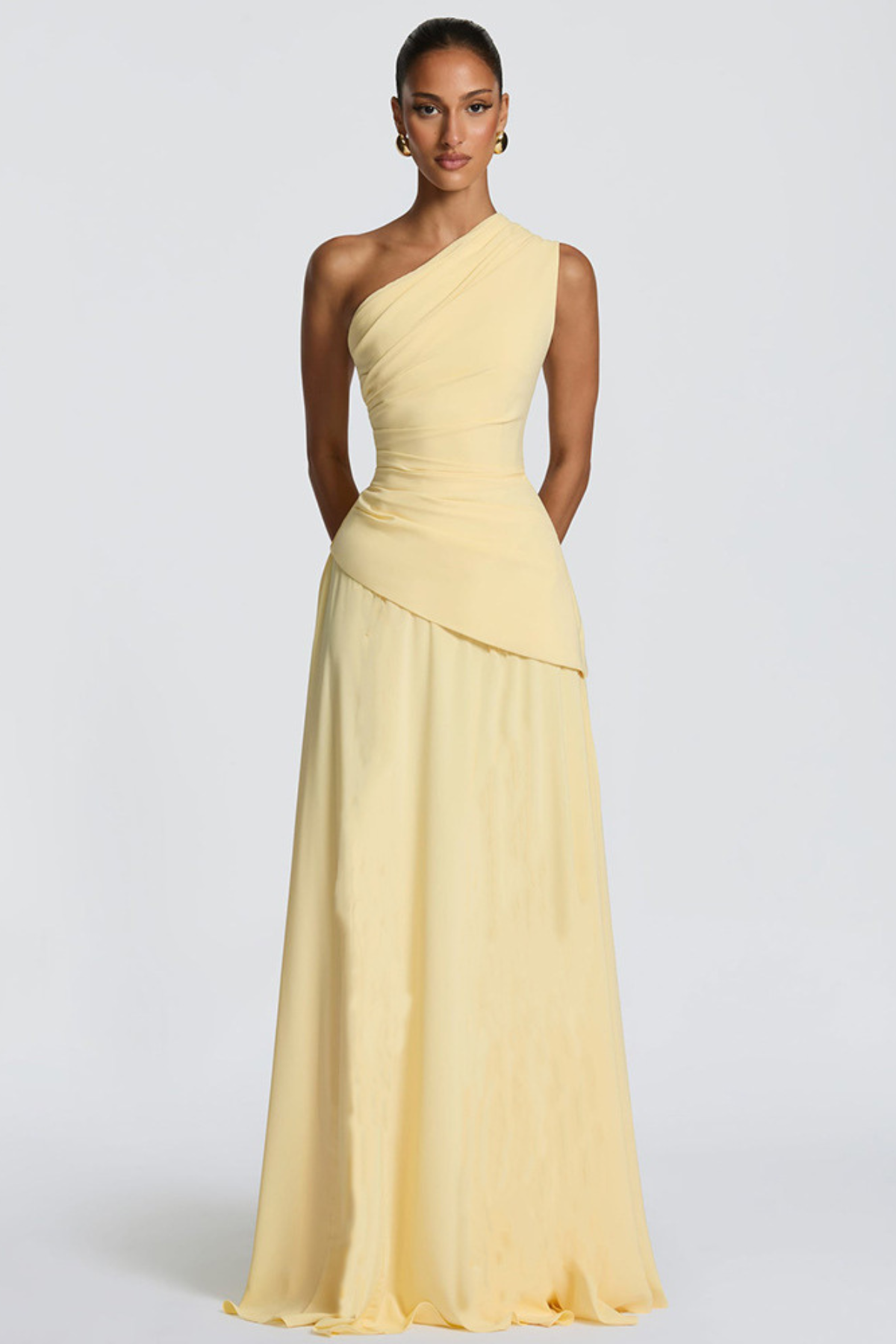 Robe longue drapée une épaule — Alessandra — Amielle Paris