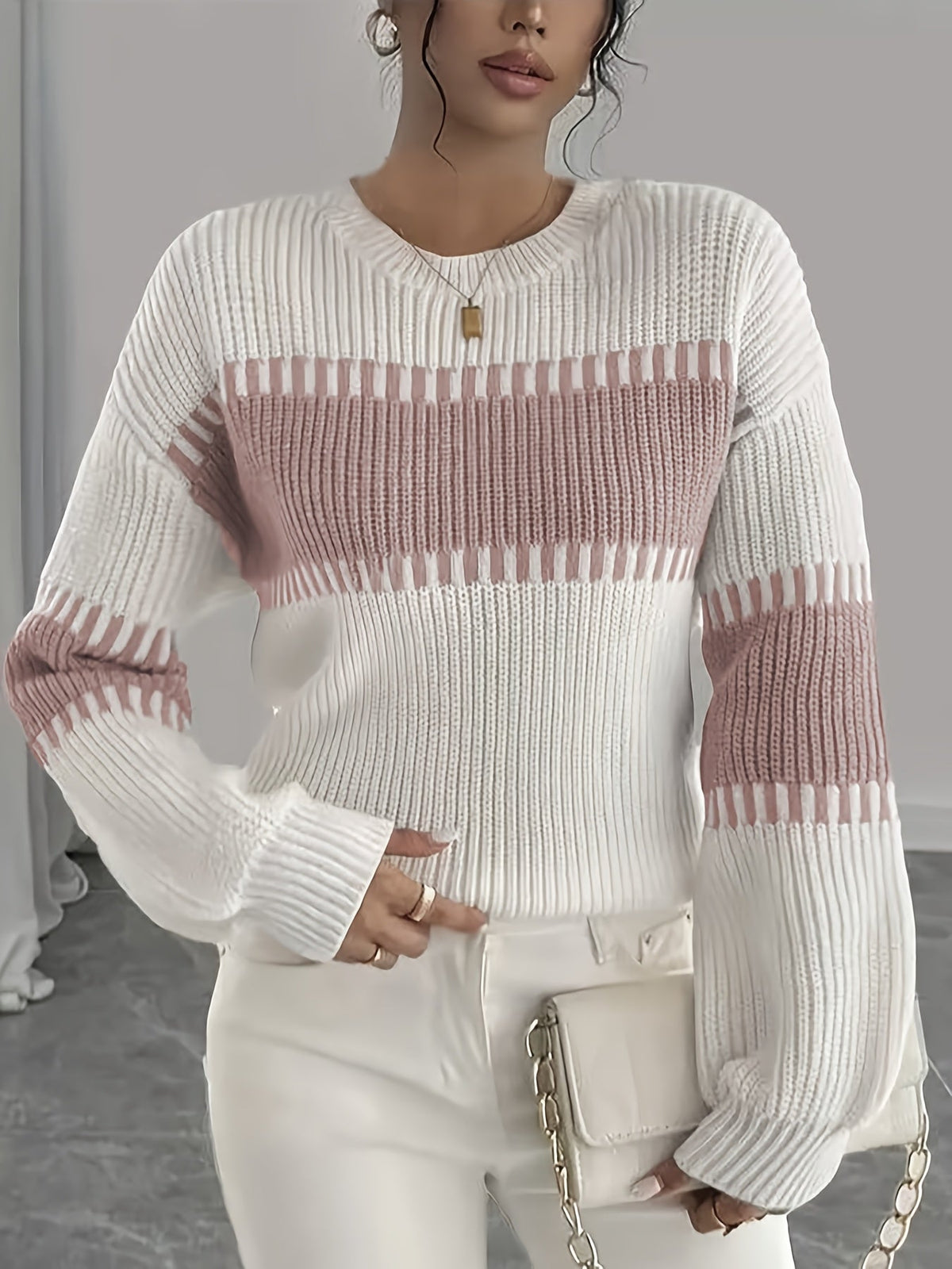 Margaux | Pull rayé à épaules tombantes — Amielle Paris