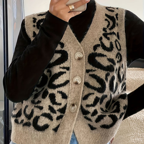 Gilet sans manches à imprimé léopard