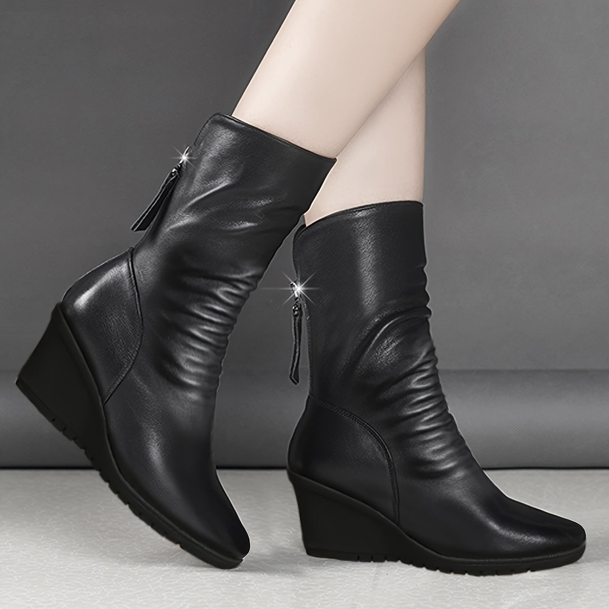 Bottes compensées à zip latéral — Amielle Paris